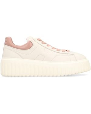 【送料&関税込】Hogan Perforated Low Sneakers Hogan H-Stripes women's sneaker in white and tan nappa leather