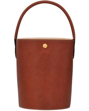 Longchamp Epure Bucket Bag With Logo Plaque On The Front And Snap Closure - Red