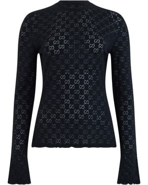 Gucci Long-Sleeve Monogram T-Shirt Cotton T-Shirts & Jerseys - Blue