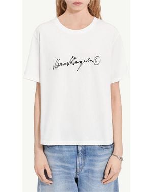 MM6 by Maison Margiela Mm6 Maison Margiela Signature-Print T-Shirt - White