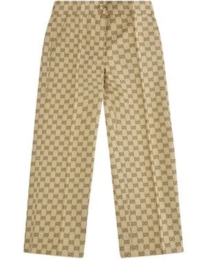 Gucci Gg Canvas Trousers For Boy Cotton; Polyester - White