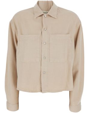 Roy Rogers Fatigue Shirt With Classic Collar And Long Sleeves Tencell For Blouses - Natural