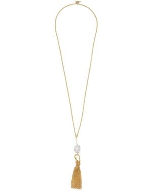 forte_forte Sculptural Necklace With Pearls Bronze Necklaces - White