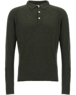 Ma'ry'ya Bouclé Cotton Polo Shirt - Green