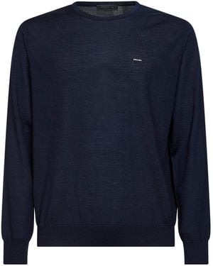 Prada Crewneck Sweater Virgin Wool - Blue