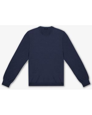 Larusmiani Crew Neck Jumper Maglieria Basica Leggera - Blue