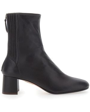 Aquazzura Bootie Saint Honore 50 Suede Sheep Boot - Black