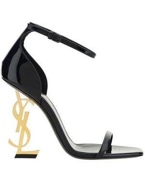 Saint Laurent Black Calf Leather Bos Taurus Stiletto Heel Sandals