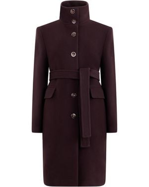 Pinko Belted Wool Coat - Purple