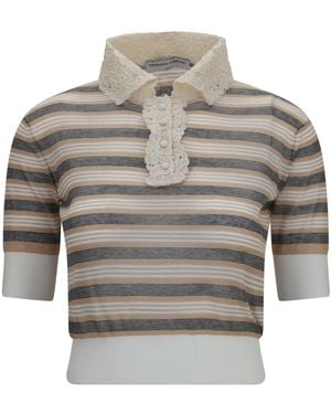 Ermanno Scervino Short-Sleeve Sweater Cotton - Gray