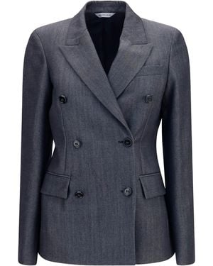 Balenciaga Double-Breasted Wool Blazer - Blue