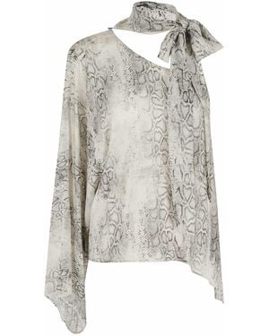 FEDERICA TOSI Blusa Monospalla Georgette Stampa Pitone - Multicolour