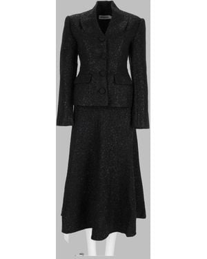 Self-Portrait Metallic Bouclé Midi Dress - Black