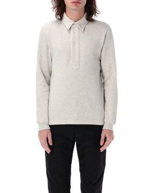 Tom Ford Long Sleeve Knit Polo - Grey