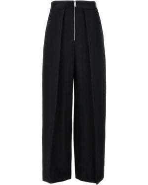 KHAITE Straight Leg Trousers With Pleat Detailing And Exposed Zipper - Black
