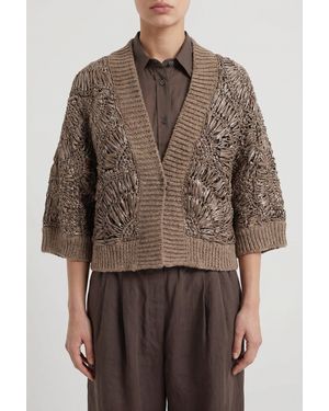 Brunello Cucinelli Taupe Open Knit Jumper - Brown