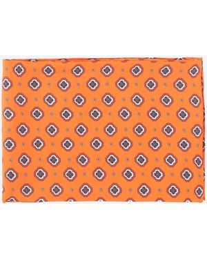 Alberto Biani Floral Pattern Silk Foulard Scarf - Orange