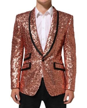 Dolce & Gabbana Sequin Sicilia 1 Button Suit Blazer Pa+Se - Brown