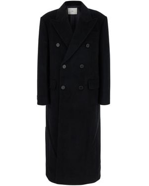 DUNST Double-Breasted Wool Overcoat - Black