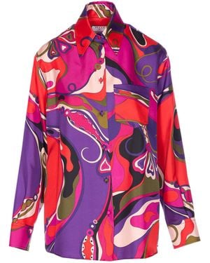 PUCCI Orchidee Print Shirt - Red