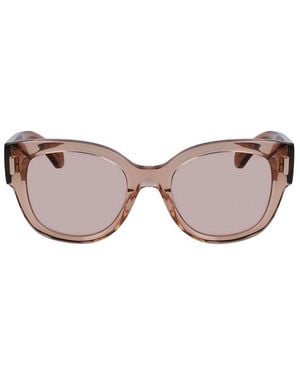 Ferragamo Salvatore Sunglasses Cat Eye Full Rim, Transparent Nude Frame And Blush Lens Sf2007S260 - Brown