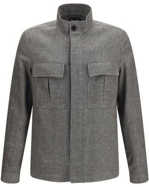 ZEGNA High-Collar Shirt Jacket - Gray