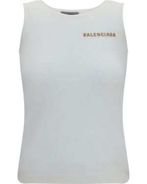 Balenciaga Logo Tank Top Cotton; Polyamide - Grey
