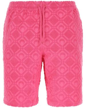 Marine Serre Fuchsia Terry Fabric Bermuda Shorts - Pink