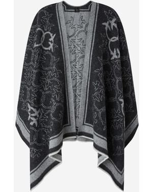 Pinko Wool Blend Cape With Love Birds Motif - Black