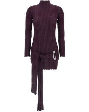 GIUSEPPE DI MORABITO Jewel Brooch Dress - Purple