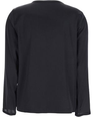 Le Plain Silk Long Sleeve Blouse For Elastane Shirts And Blouses - Blue