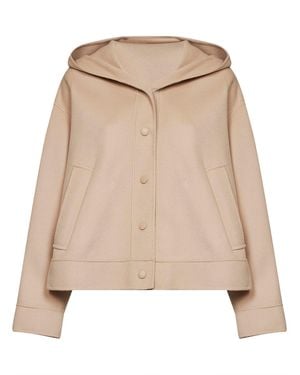 Weekend by Maxmara Hooded Jacket Double Wool Virgin Bomber - Natural