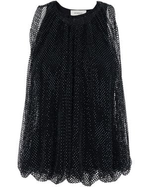Sportmax Top With Mesh And Rhinestones, Shell: Polyester Tops - Black