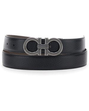 Ferragamo Belt With Gancini Buckle, Leather Calf - White