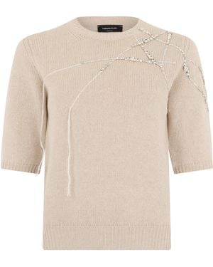 Fabiana Filippi Short-Sleeve Virgin Wool Shirt Jumper - White