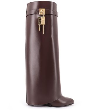 Givenchy Shark Lock Leather Boots - Purple