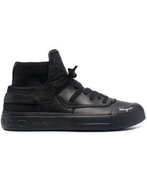 Ferragamo High-Top Leather Trainers - Black