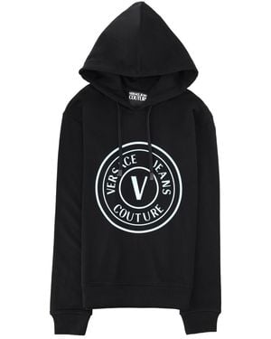 Versace Jeans Couture Hooded Sweatshirt Cotton Sweatshirts - Black