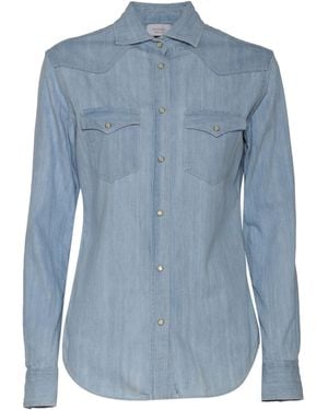 Mazzarelli Denim Athena Shirt With Side Pockets - Blue