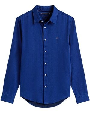 Tommy Hilfiger Satin Shirt With Logo - Blue