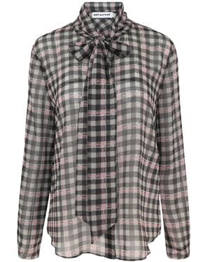 Self-Portrait Check Chiffon Blouse - Multicolour
