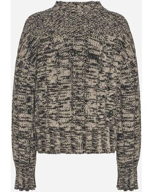 Malo Sweater Wool And Cashmere High Neck Virgin - Gray
