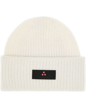 Peuterey Ivory Nylon Blend Beanie Hat - White