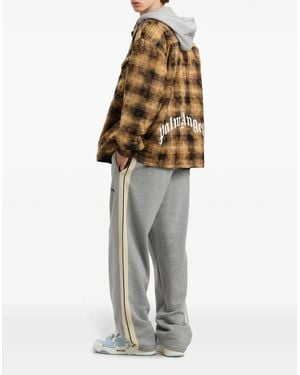 Palm Angels Curved Logo Check Overshirt Jacket Clothing Coats - Brown