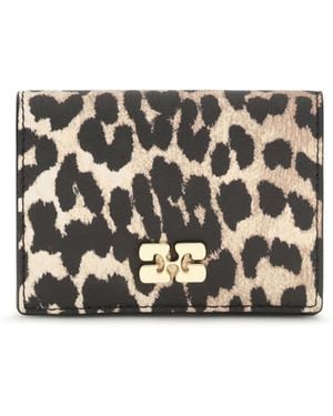 Ganni Bou Animal Print Card Holder Wallet - White