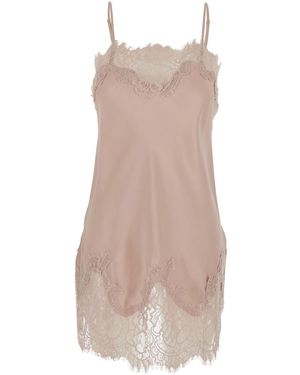 Gold Hawk Dress With Lace Embroidery Details And Thin Straps Fabric - Natural