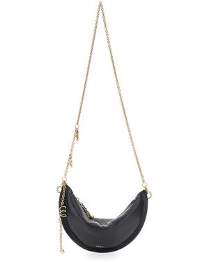 Chloé Chloã Shoulder Bag With Chain Shoulder Strap And Half Moon Design - White
