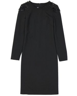 Alberta Ferretti Knee-Length Wool Blend Dress - Black