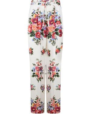 Dolce & Gabbana Wide-Leg Silk Pants - White
