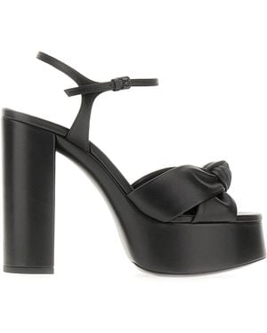 Saint Laurent Leather Bianca 85 Sandals - Black